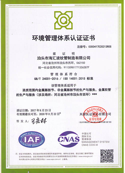 环境体系证书中文版